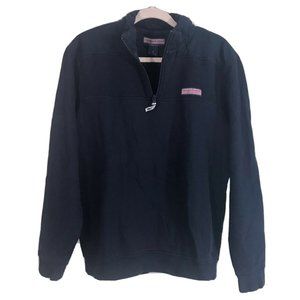 Half Zip Navy Blue Pullover Cotton Sweater